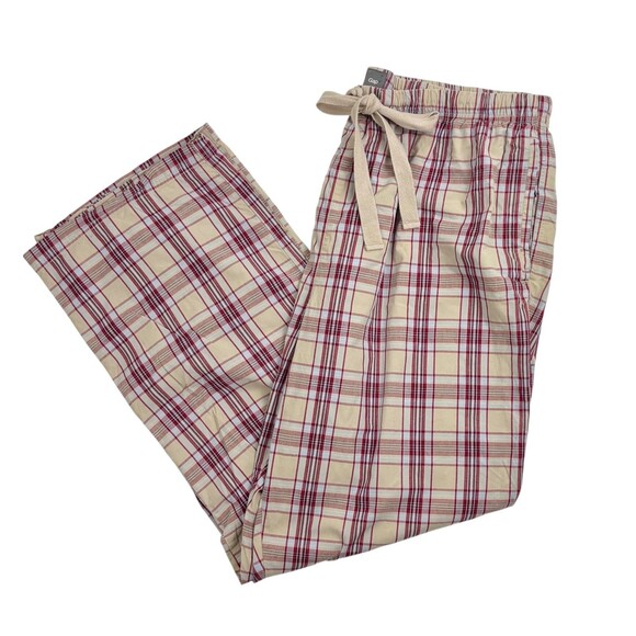 Gap Men’s Plaid Cotton Drawstring Pajama Pants Khaki Red Preppy Sleep Lounge XL - Picture 1 of 11